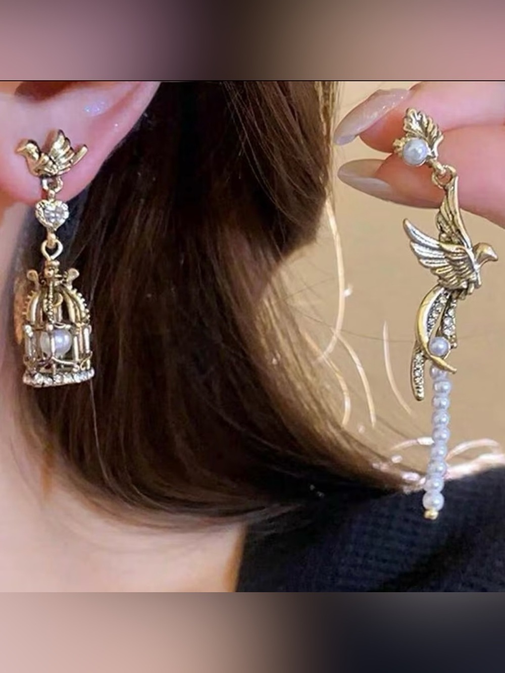 NEW! Vintage Style Birdcage Earrings
Retro Bird & Pearl Earrings. 🕊️  A6-210